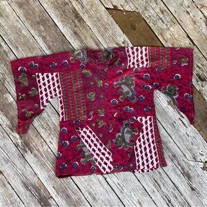 Vintage Dashiki Burgundy Magenta Red (ish) Purple Dragon Bird Paisley size Sm-M